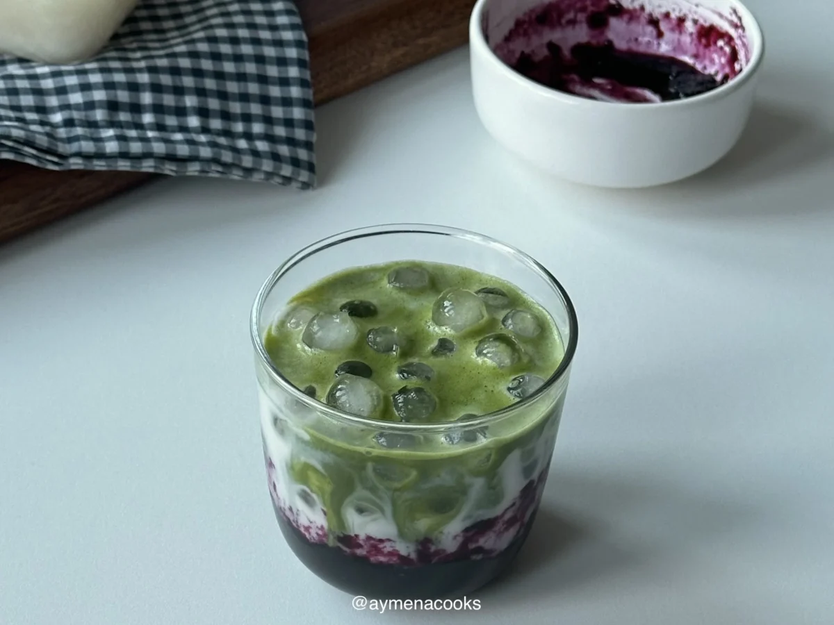 blueberry matcha latte