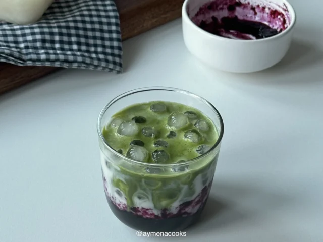 blueberry matcha latte