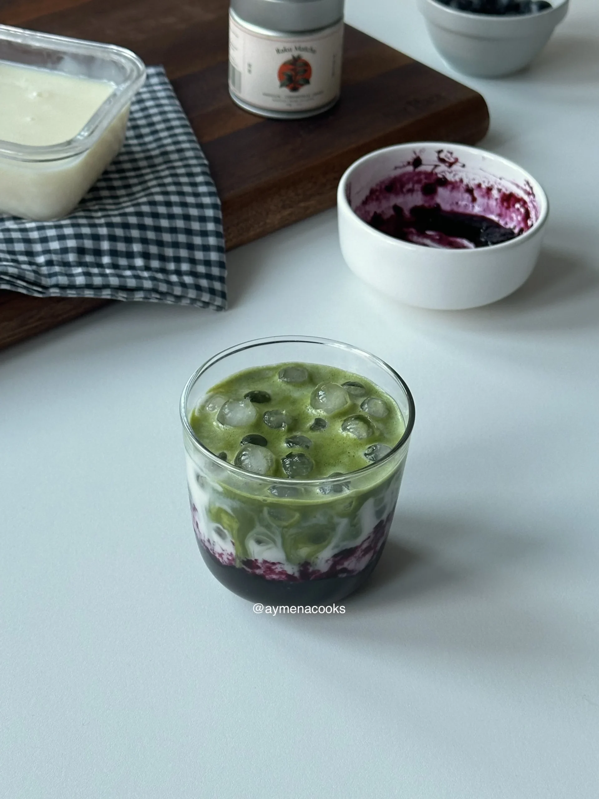 blueberry matcha latte