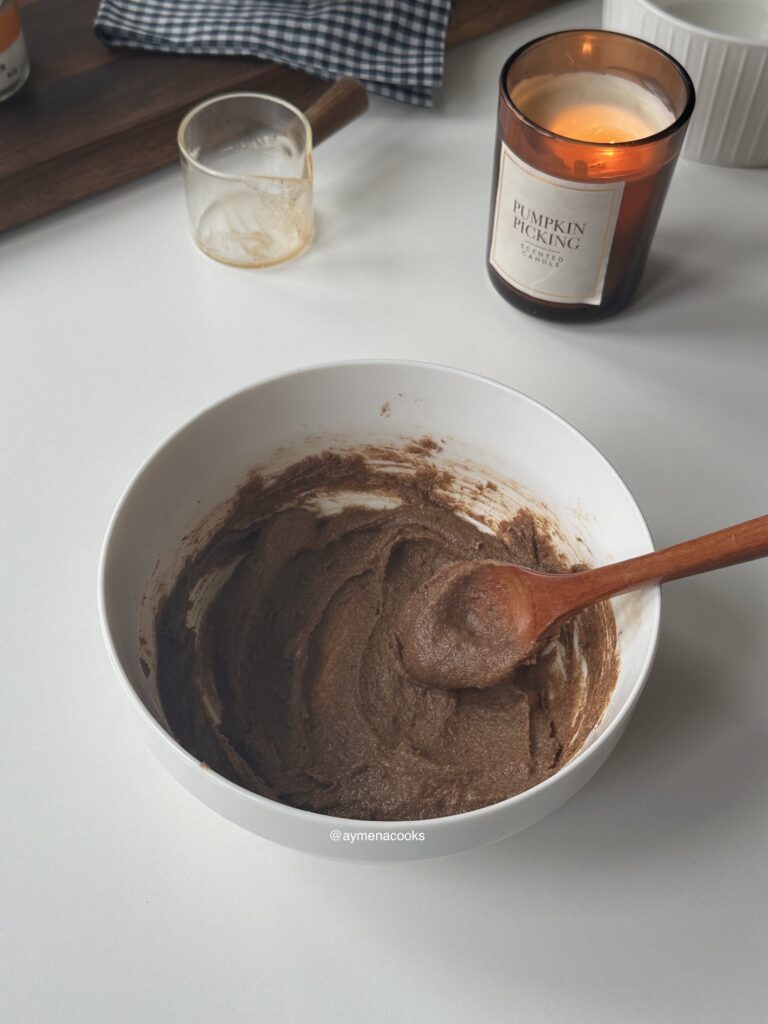 Dark brown sugar, butter and cinnamon mixed for cinnamon roll pancake filling.