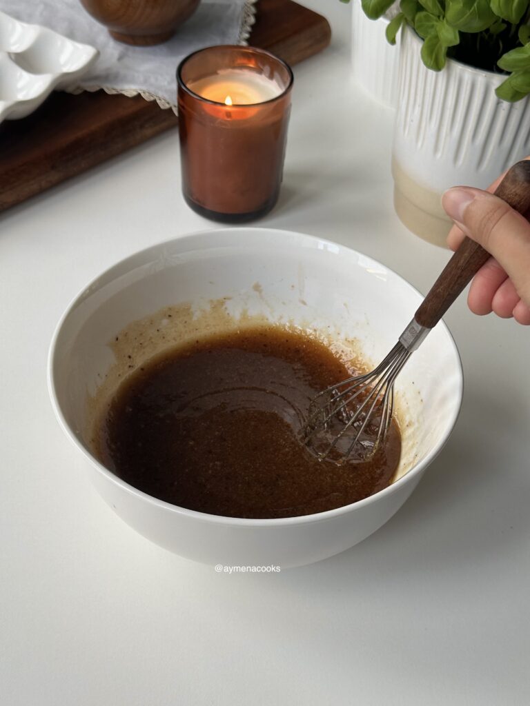 Wet ingredients whisked together for tiramisu cookie dough.